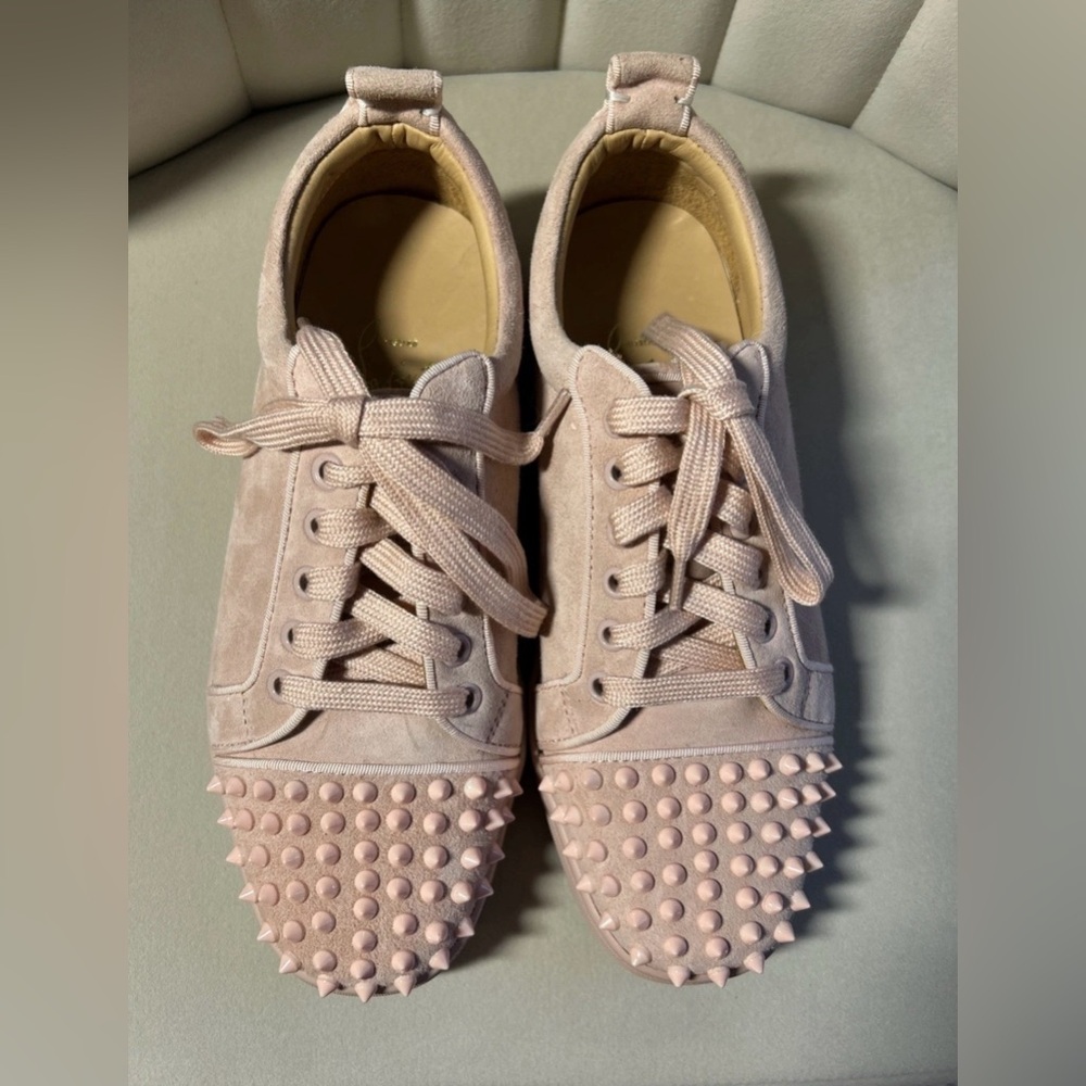 Christian Louboutin Louis Junior Spikes Suede Sneakers Pink Sz EU40 US7